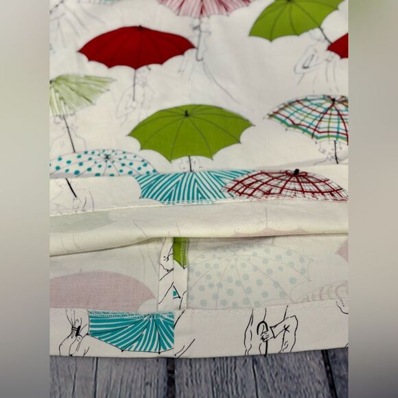 ITW Claude Brown Umbrella Graphic Multicolor Fun Teacher Preppy A-Line Skirt 6 - Picture 4 of 10